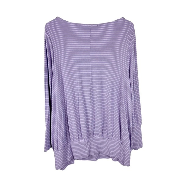 Lane Bryant Lavender and White Stripe Long Sleeve Ribbed Top - Picture 2 of 8